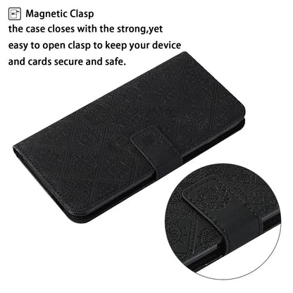 For Xiaomi Redmi Note 13 Pro 5G / Poco X6 5G Case Ethnic Style Imprinted Flower Pattern Leather Phone Cover