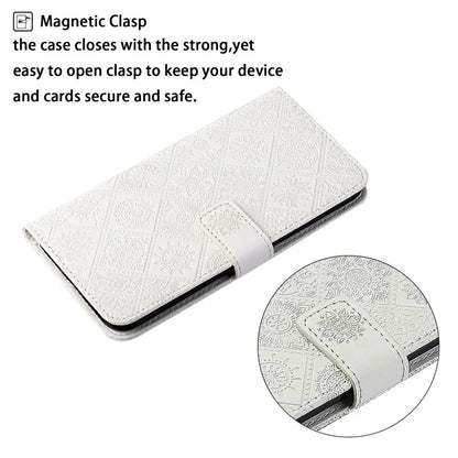 For Xiaomi Redmi Note 13 Pro 5G / Poco X6 5G Case Ethnic Style Imprinted Flower Pattern Leather Phone Cover