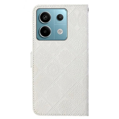 For Xiaomi Redmi Note 13 Pro 5G / Poco X6 5G Case Ethnic Style Imprinted Flower Pattern Leather Phone Cover