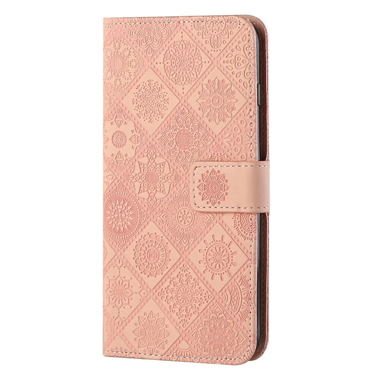 For Xiaomi Redmi Note 13 Pro 5G / Poco X6 5G Case Ethnic Style Imprinted Flower Pattern Leather Phone Cover
