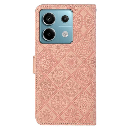 For Xiaomi Redmi Note 13 Pro 5G / Poco X6 5G Case Ethnic Style Imprinted Flower Pattern Leather Phone Cover