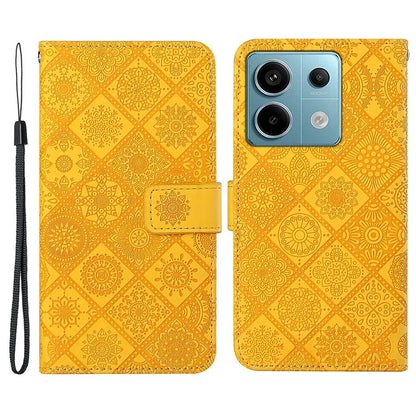 For Xiaomi Redmi Note 13 Pro 5G / Poco X6 5G Case Ethnic Style Imprinted Flower Pattern Leather Phone Cover