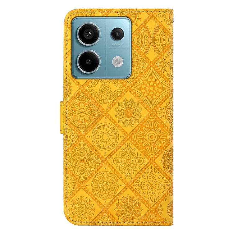 For Xiaomi Redmi Note 13 Pro 5G / Poco X6 5G Case Ethnic Style Imprinted Flower Pattern Leather Phone Cover
