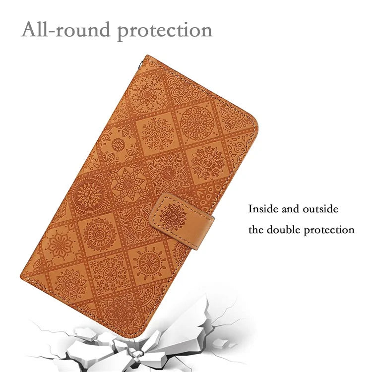 For Xiaomi Redmi Note 13 Pro 5G / Poco X6 5G Case Ethnic Style Imprinted Flower Pattern Leather Phone Cover