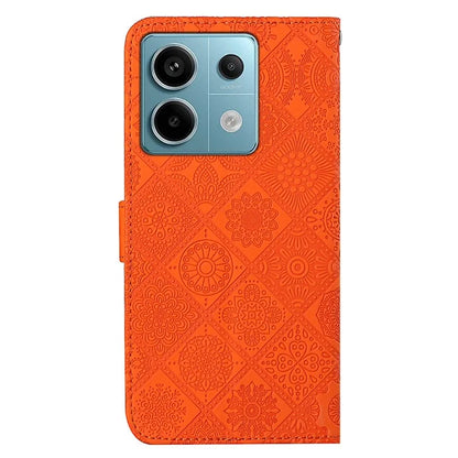 For Xiaomi Redmi Note 13 Pro 5G / Poco X6 5G Case Ethnic Style Imprinted Flower Pattern Leather Phone Cover