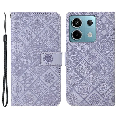 For Xiaomi Redmi Note 13 Pro 5G / Poco X6 5G Case Ethnic Style Imprinted Flower Pattern Leather Phone Cover