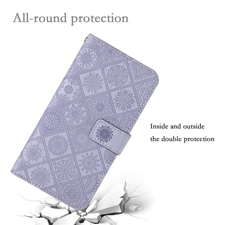 For Xiaomi Redmi Note 13 Pro 5G / Poco X6 5G Case Ethnic Style Imprinted Flower Pattern Leather Phone Cover