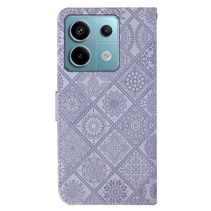 For Xiaomi Redmi Note 13 Pro 5G / Poco X6 5G Case Ethnic Style Imprinted Flower Pattern Leather Phone Cover