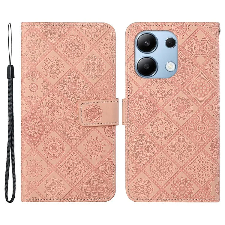 For Xiaomi Redmi Note 13 4G Cell Phone Case Ethnic Style Imprinted Flower Pattern Cover
