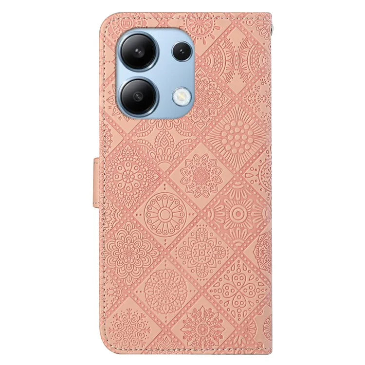 For Xiaomi Redmi Note 13 4G Cell Phone Case Ethnic Style Imprinted Flower Pattern Cover