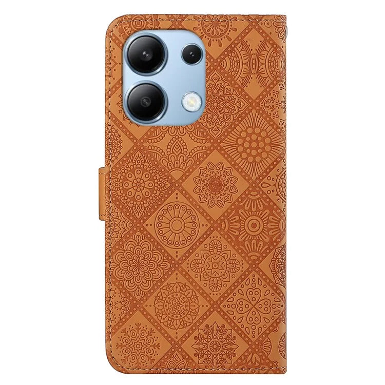For Xiaomi Redmi Note 13 4G Cell Phone Case Ethnic Style Imprinted Flower Pattern Cover
