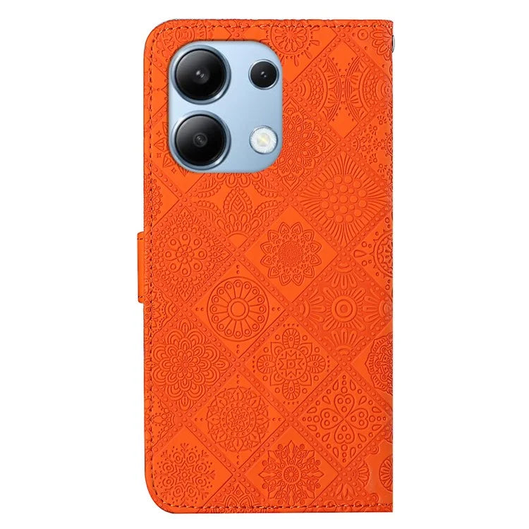For Xiaomi Redmi Note 13 4G Cell Phone Case Ethnic Style Imprinted Flower Pattern Cover