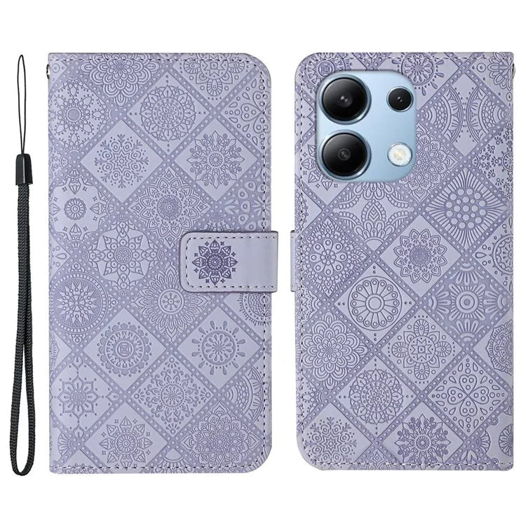 For Xiaomi Redmi Note 13 4G Cell Phone Case Ethnic Style Imprinted Flower Pattern Cover