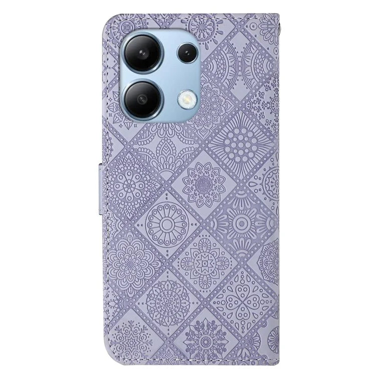 For Xiaomi Redmi Note 13 4G Cell Phone Case Ethnic Style Imprinted Flower Pattern Cover