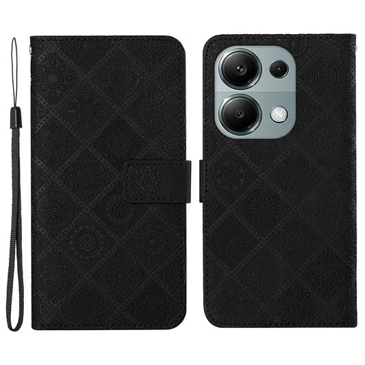 For Xiaomi Redmi Note 13 Pro 4G / Poco M6 Pro 4G Phone Case Ethnic Style Flower Imprinted Leather Flip Cover