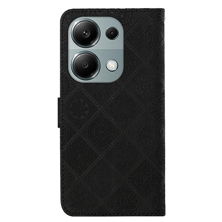 For Xiaomi Redmi Note 13 Pro 4G / Poco M6 Pro 4G Phone Case Ethnic Style Flower Imprinted Leather Flip Cover