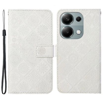 For Xiaomi Redmi Note 13 Pro 4G / Poco M6 Pro 4G Phone Case Ethnic Style Flower Imprinted Leather Flip Cover
