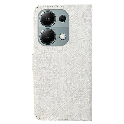 For Xiaomi Redmi Note 13 Pro 4G / Poco M6 Pro 4G Phone Case Ethnic Style Flower Imprinted Leather Flip Cover