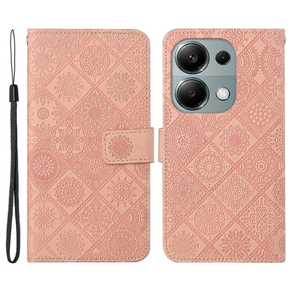 For Xiaomi Redmi Note 13 Pro 4G / Poco M6 Pro 4G Phone Case Ethnic Style Flower Imprinted Leather Flip Cover
