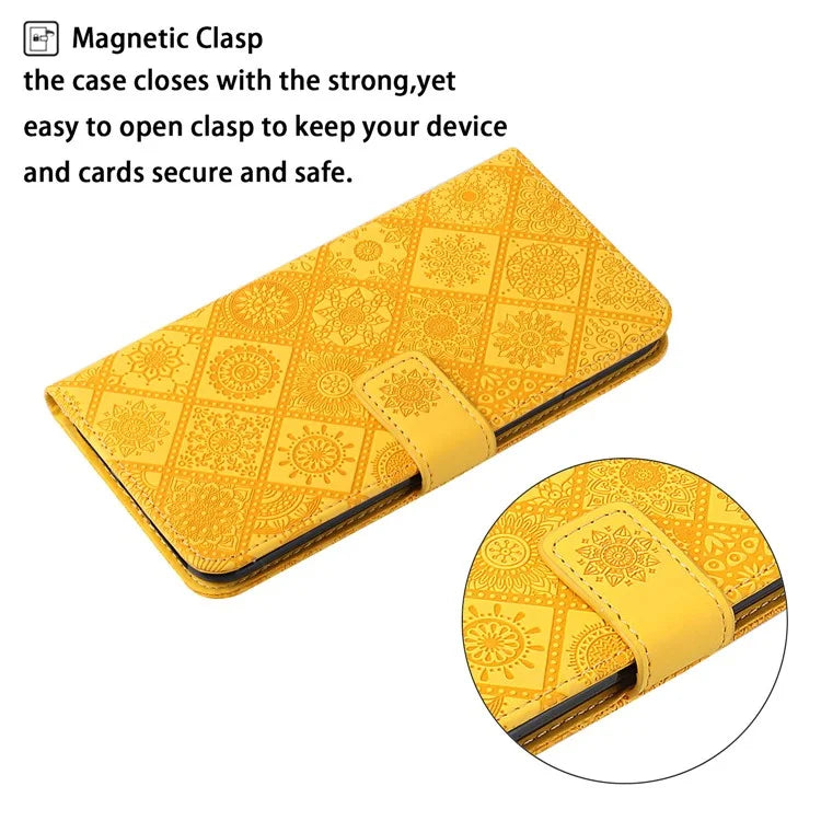 For Xiaomi Redmi Note 13 Pro 4G / Poco M6 Pro 4G Phone Case Ethnic Style Flower Imprinted Leather Flip Cover