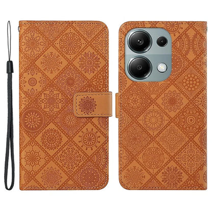 For Xiaomi Redmi Note 13 Pro 4G / Poco M6 Pro 4G Phone Case Ethnic Style Flower Imprinted Leather Flip Cover