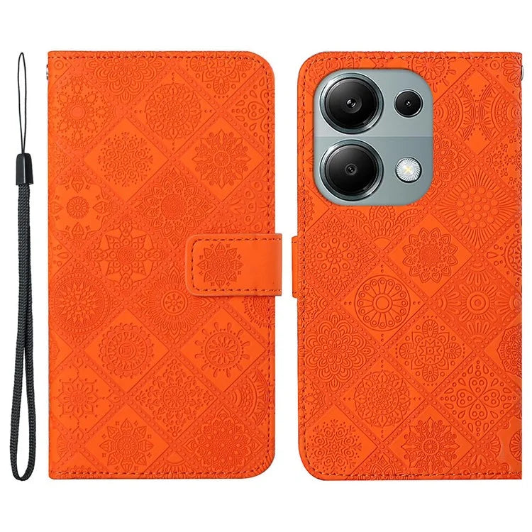For Xiaomi Redmi Note 13 Pro 4G / Poco M6 Pro 4G Phone Case Ethnic Style Flower Imprinted Leather Flip Cover