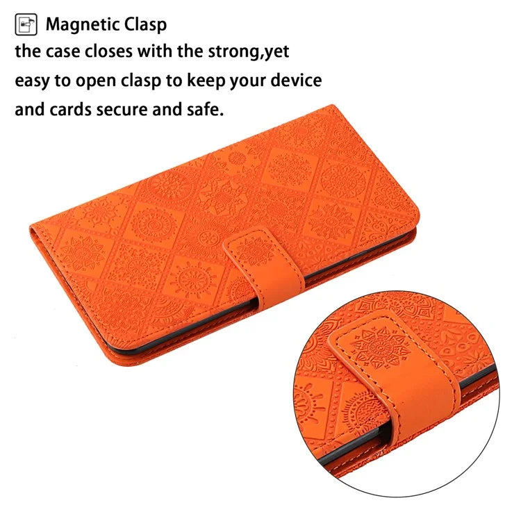 For Xiaomi Redmi Note 13 Pro 4G / Poco M6 Pro 4G Phone Case Ethnic Style Flower Imprinted Leather Flip Cover