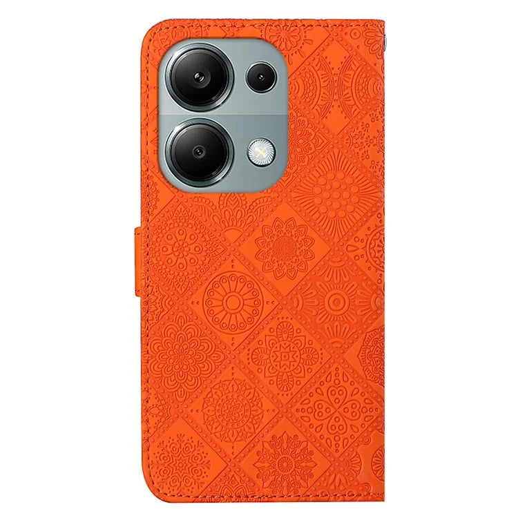 For Xiaomi Redmi Note 13 Pro 4G / Poco M6 Pro 4G Phone Case Ethnic Style Flower Imprinted Leather Flip Cover