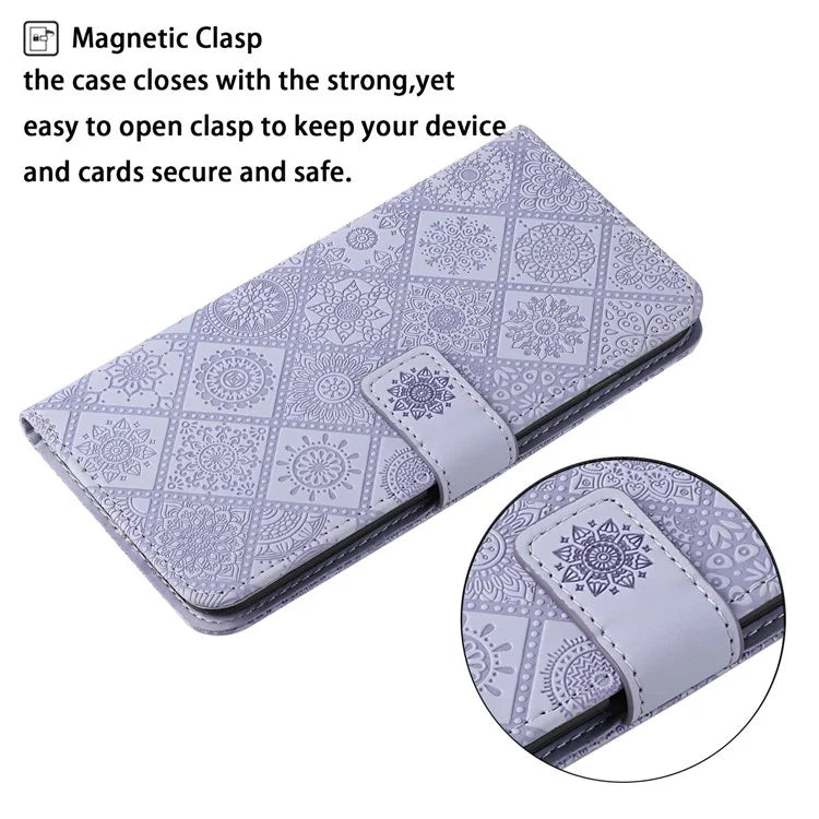 For Xiaomi Redmi Note 13 Pro 4G / Poco M6 Pro 4G Phone Case Ethnic Style Flower Imprinted Leather Flip Cover