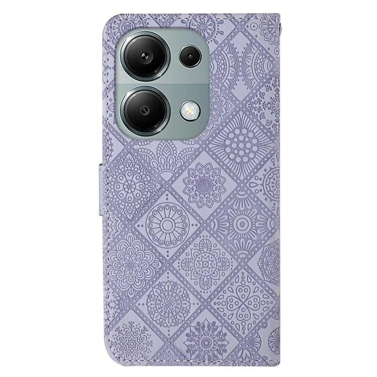 For Xiaomi Redmi Note 13 Pro 4G / Poco M6 Pro 4G Phone Case Ethnic Style Flower Imprinted Leather Flip Cover