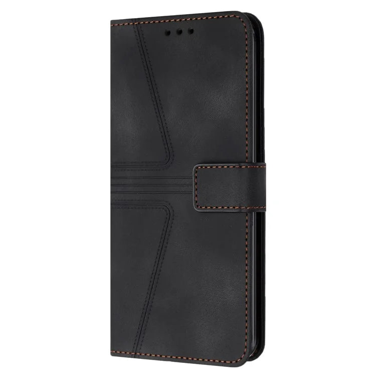 For Xiaomi Redmi Note 13 Pro 5G / Poco X6 5G Stand Case Triangle Imprinted Phone Cover with Wrist Strap