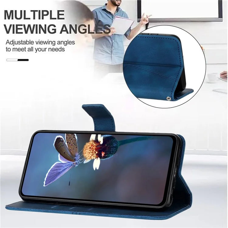 For Xiaomi Redmi Note 13 Pro 5G / Poco X6 5G Stand Case Triangle Imprinted Phone Cover with Wrist Strap