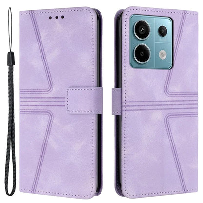 For Xiaomi Redmi Note 13 Pro 5G / Poco X6 5G Stand Case Triangle Imprinted Phone Cover with Wrist Strap