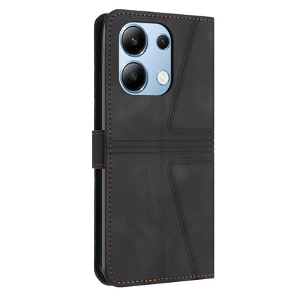 For Xiaomi Redmi Note 13 4G Triangle Imprinted Leather Case Folding Stand Phone Cover