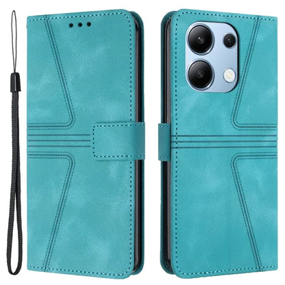 For Xiaomi Redmi Note 13 4G Triangle Imprinted Leather Case Folding Stand Phone Cover