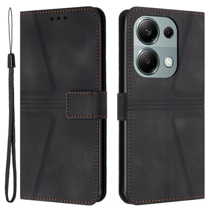 For Xiaomi Redmi Note 13 Pro 4G / Poco M6 Pro 4G Leather Flip Phone Cover Triangle Imprinted Anti-drop Stand Case