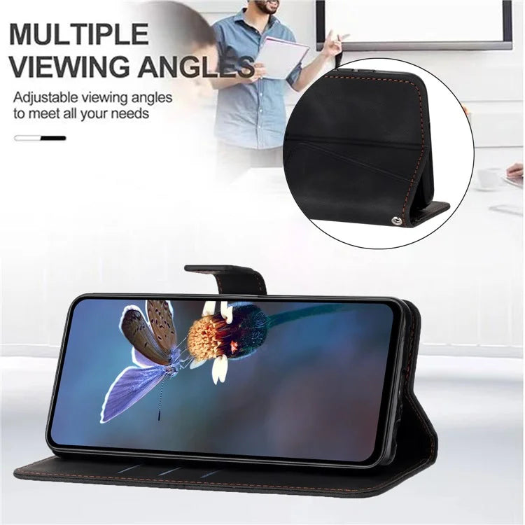 For Xiaomi Redmi Note 13 Pro 4G / Poco M6 Pro 4G Leather Flip Phone Cover Triangle Imprinted Anti-drop Stand Case