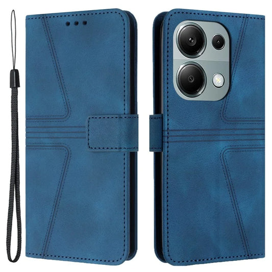 For Xiaomi Redmi Note 13 Pro 4G/Poco M6 Pro 4G Leather Flip Phone Cover Triangle Imprinted Anti-drop Stand Case