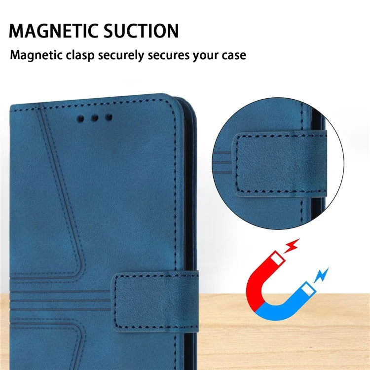 For Xiaomi Redmi Note 13 Pro 4G/Poco M6 Pro 4G Leather Flip Phone Cover Triangle Imprinted Anti-drop Stand Case
