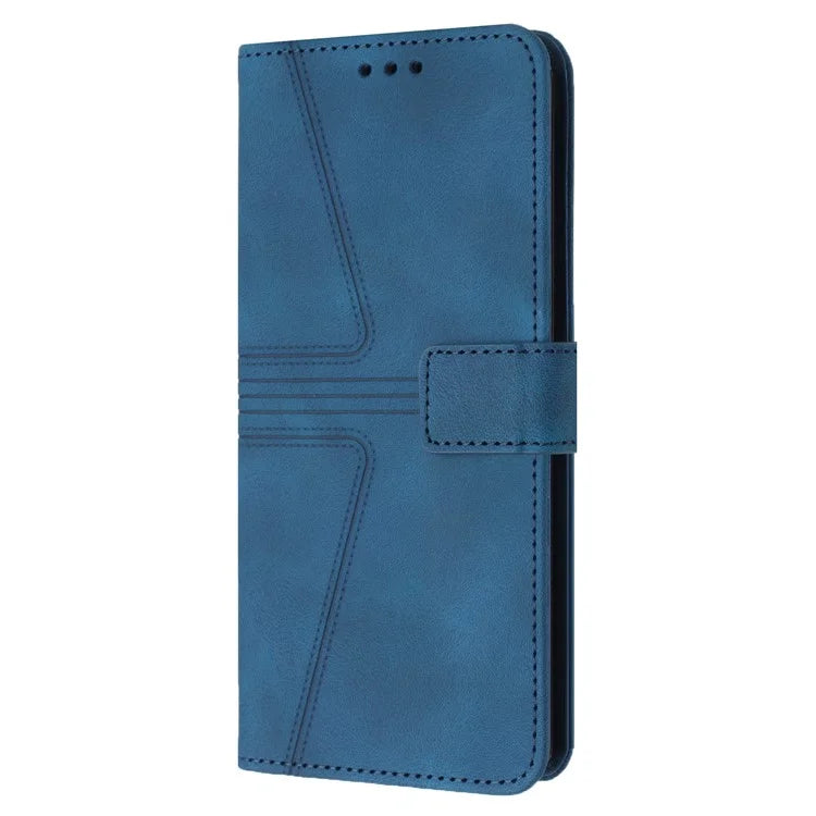 For Xiaomi Redmi Note 13 Pro 4G/Poco M6 Pro 4G Leather Flip Phone Cover Triangle Imprinted Anti-drop Stand Case