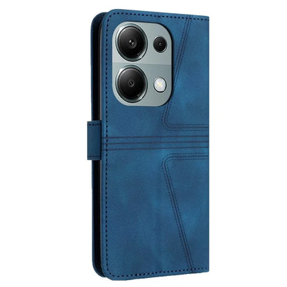 For Xiaomi Redmi Note 13 Pro 4G/Poco M6 Pro 4G Leather Flip Phone Cover Triangle Imprinted Anti-drop Stand Case