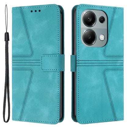 For Xiaomi Redmi Note 13 Pro 4G/Poco M6 Pro 4G Leather Flip Phone Cover Triangle Imprinted Anti-drop Stand Case