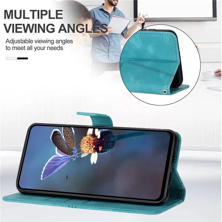 For Xiaomi Redmi Note 13 Pro 4G/Poco M6 Pro 4G Leather Flip Phone Cover Triangle Imprinted Anti-drop Stand Case