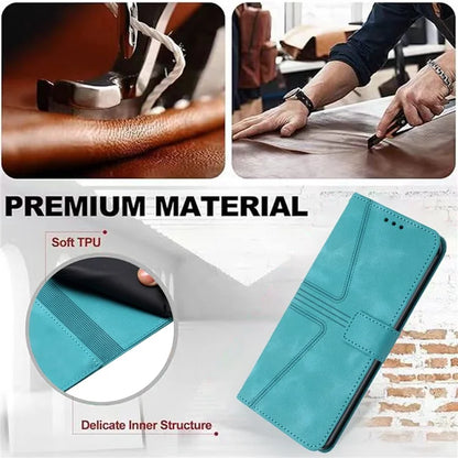 For Xiaomi Redmi Note 13 Pro 4G/Poco M6 Pro 4G Leather Flip Phone Cover Triangle Imprinted Anti-drop Stand Case