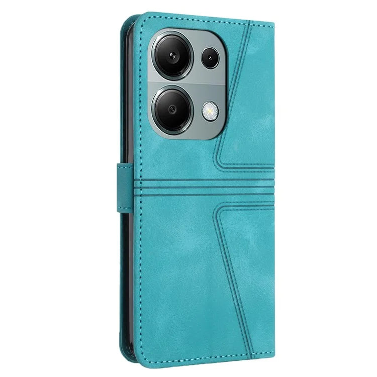 For Xiaomi Redmi Note 13 Pro 4G/Poco M6 Pro 4G Leather Flip Phone Cover Triangle Imprinted Anti-drop Stand Case