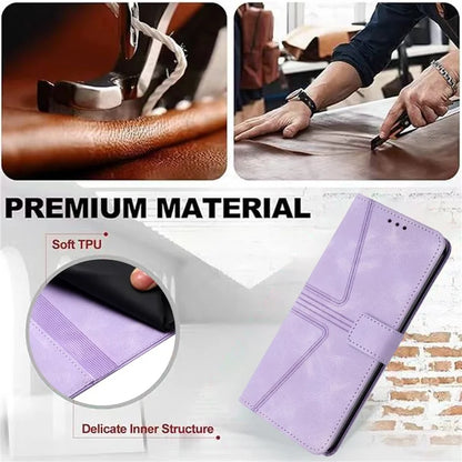 For Xiaomi Redmi Note 13 Pro 4G/Poco M6 Pro 4G Leather Flip Phone Cover Triangle Imprinted Anti-drop Stand Case