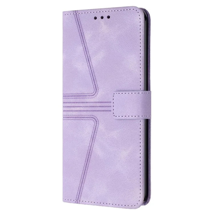 For Xiaomi Redmi Note 13 Pro 4G/Poco M6 Pro 4G Leather Flip Phone Cover Triangle Imprinted Anti-drop Stand Case