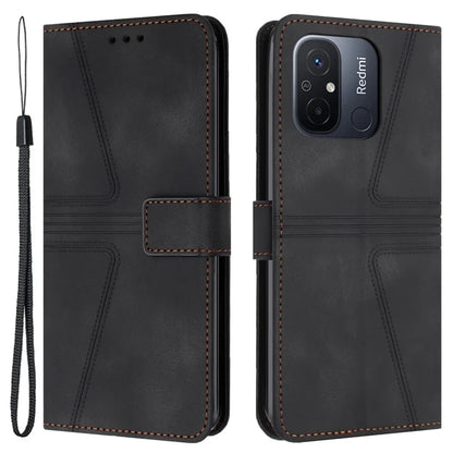 For Xiaomi Redmi 12C 4G Case Triangle Imprinted Anti-Scratch Phone Wallet Cover