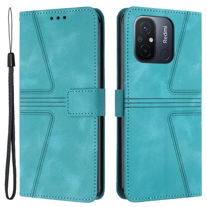 For Xiaomi Redmi 12C 4G Case Triangle Imprinted Anti-Scratch Phone Wallet Cover