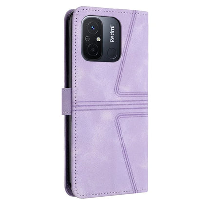 For Xiaomi Redmi 12C 4G Case Triangle Imprinted Anti-Scratch Phone Wallet Cover